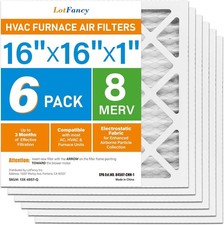 6 Pack 16x16x1 Air Filter MERV 8 Electrostatic Pleated Furnace AC Filter