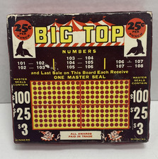 Vintage "Big Top" 25 cent (200 hole) Punchboard Gambling Game - Unpunched
