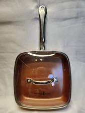 Copper Chef Frying Pot Pan/Skillet w/ Lid 9 inches Wide/2 inches Deep