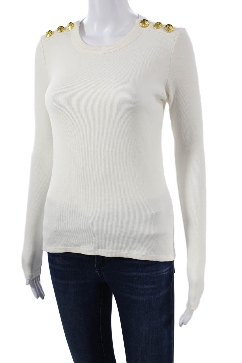 Veronica Beard Womens Ivory Basic Long Sleeve Cre… - image 3