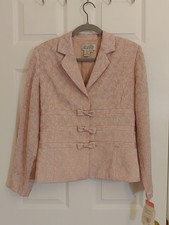 NWT Vintage Adrianna Papell Sz 6 Pink Womens Blazer Jacket Feminine Bows Twee
