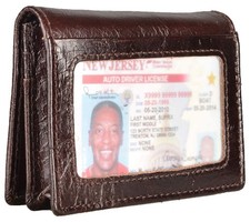 RFID Genuine Leather Bifold ID/Business Credit Card Case Holder for Men Slim ...