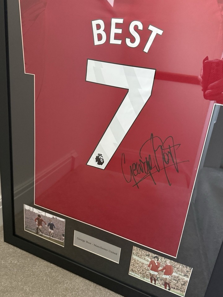 Framed George Best Manchester United Football Shirt Jersey & Signature ...