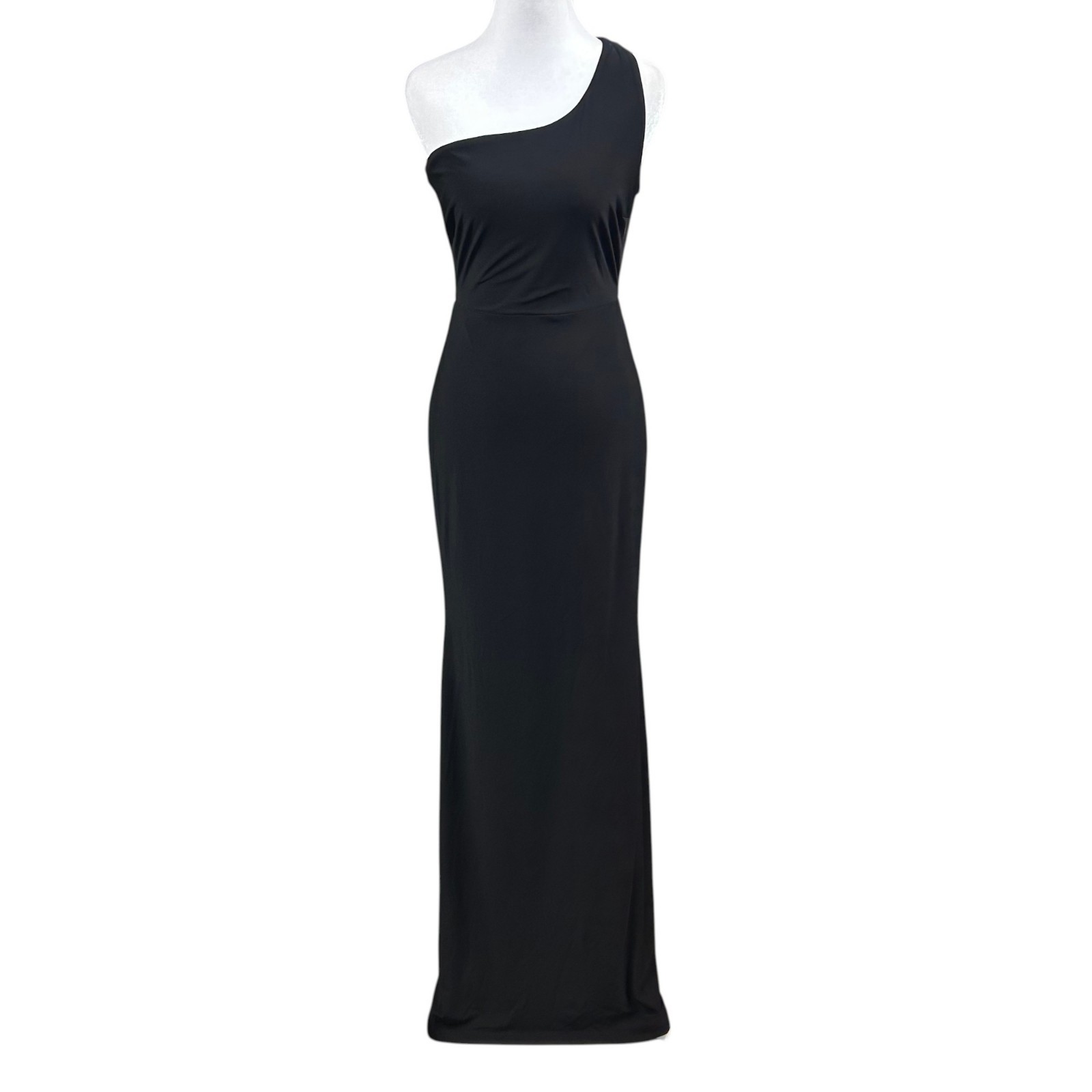 NEW Windsor Black Gold Shimmer One Shoulder Twist Back Maxi Dress Sz M