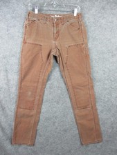Carhartt Work Duck Pants Women's 6 Tall Brown Double Knee Slim Straight Canvas