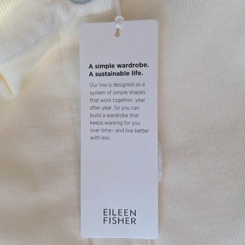 NWT Eileen Fisher cream Organic Cotton Stretch Corduroy Wide-Leg Pant, MP - Picture 13 of 13