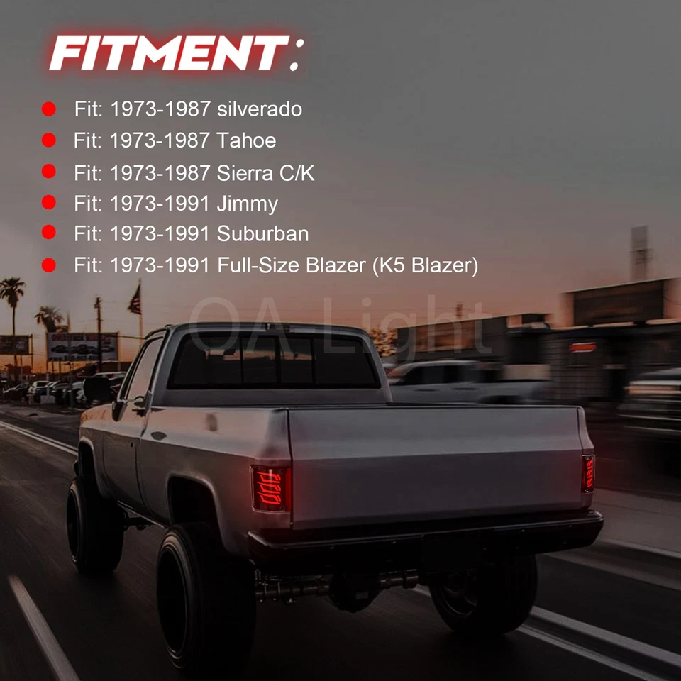 Sequential Full for 1973-1987 Chevy& GMC Led tail light Starting Animated,Smoked - Image 2 of 4