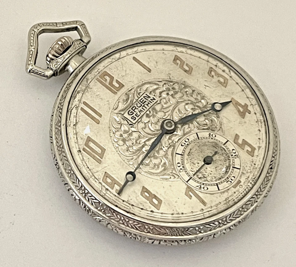 Rare Art Deco Gruen Semi Thin 758 Pocket Watch - Image 3 of 4