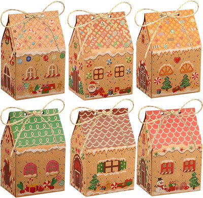48 PCS Christmas Gingerbread House Treat Boxes Candy Cookie Party Favor Boxes