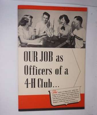 1940s 4-H Club Officers Guide Booklet by General Mills Vintage Ephemera