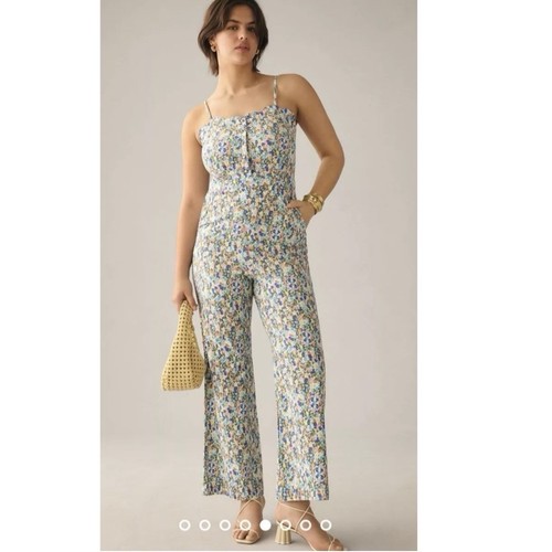 Anthropologie Maeve US 12 Wide Leg Jumpsuit Floral Button Front Women’s - Picture 19 of 19