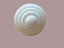 White Drawer Knob Lot  Eight 8 Ct  Concentric Circles Design Wood  2" Diam