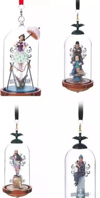 2024 Disney Parks Haunted Mansion Stretching Room Glass Dome Ornament Set 4 NEW