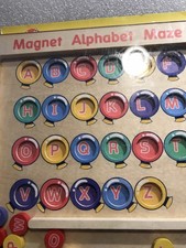 Gamenote Wood Alphabet Letters MAGNETIC MAZE 11" EUC Montessori Educational     