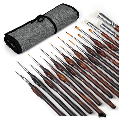 Miniatur Pinsel Set 18 Stück Drybrush Nylonschwarze
