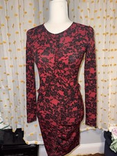 Michael Kors Red Black Floral Sheath Bodycon ...