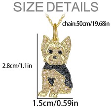 Rhinestone Cute Royal Yorkie Womens Fashion Jewelry Cat Kitten Pendant Necklace