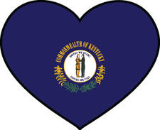 State of Kentucky Flag Heart Sticker Decal USA Kentucky State