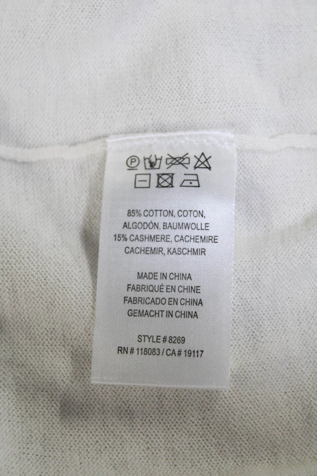 Minnie Rose Womens Cotton Blend White Crew Neck Sweater Vest Top Size S - Image 4 of 4