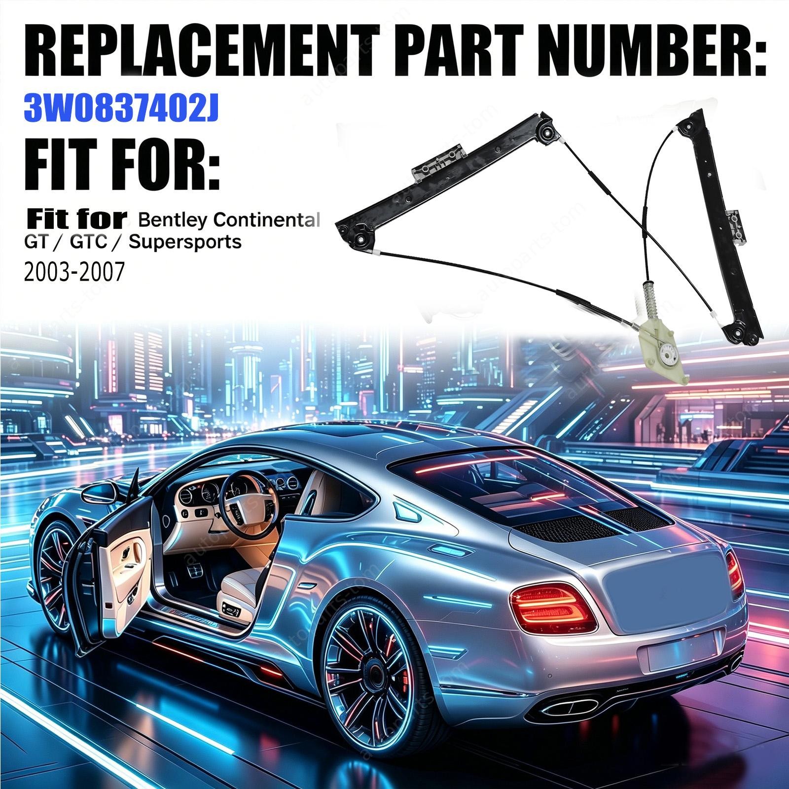 3W0837402J Door Window Regulator For 2004-18 Bentley Continental GT Front Right 