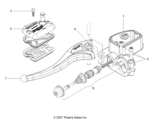 Polaris Master Cylinder Lever Kit, Genuine OEM Part 2201835, Qty 1
