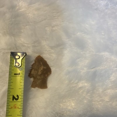 Small Brown Flint-Knapped Stone Arrowhead Point