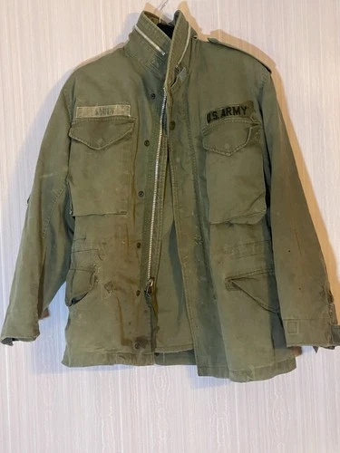 Vintage U.S. Army M-65 Field Jacket OG-107 Vietnam Era Military Medium . A22A