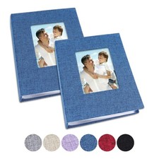 Small Photo Album 4x6 Photos, 2 Pack Linen Cover Mini Photo Book, 26-Page Hol...