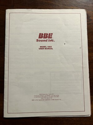 BBE Sound Inc. Model 1002 Audio Processor User Manual Original OEM Genuine