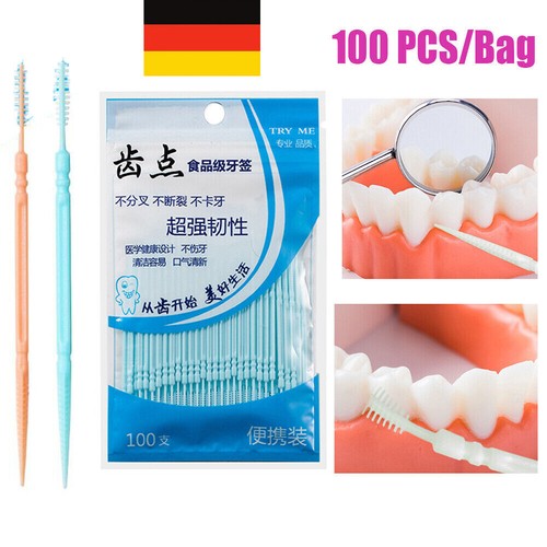 Interdentalbürste Sticks 100tlg Dental Bürsten Zahnreinigung Zahnzwischenraum - 第 2/27 張圖片