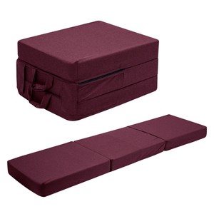 Maroon Fold Out Z Bed Cube Sleepover Guest Mattress Futon Chair Bed Adults Kids Ebay