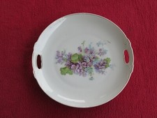 Sammelteller Teller Zierteller Porzellan antik mit Durchbruch Blumendekor lila B