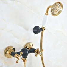 Black Gold Brass Bathroom Handheld Spray Shower Faucet Mixer Water Tap 2na519