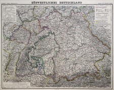 Germania Meridionale Originale Litografia Cartina Geografica Reimer