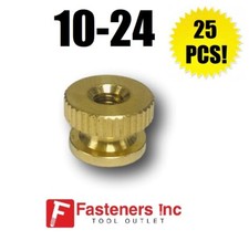  QTY 25  10-24 Brass Solid Knurled Thumb Nut UNC Decorative