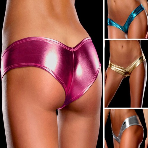 Women's Sexy Wet Look Lingerie Underwear Faux Leather Panties G-String Briefs ⚝ - Picture 3 of 28
