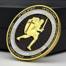 Ponte la Armadura Completa de Dios Desafío Dorado Moneda Soldado Caballero Ornamento Medalla