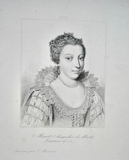JACQUELINE DE BUIL (1588-1651), PORTRAIT ENGRAVING 19th century, MISTRESS OF HEHENRY IV