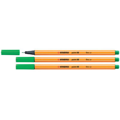 3 x Stabilo Point 88 Fineliner Faserschreiber 0,4 mm grün