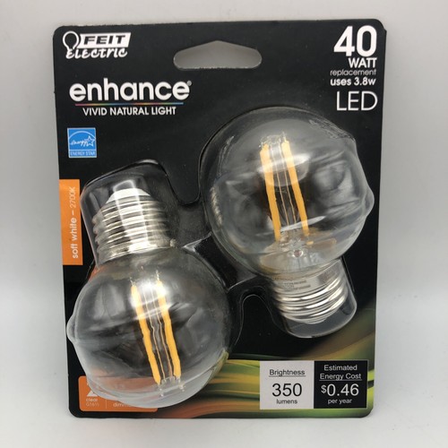 Feit BPGM40/927CA/FIL 2-Pack LED Soft White Bulb G16.5 Lamp 40 W Equivalent - Picture 2 of 4