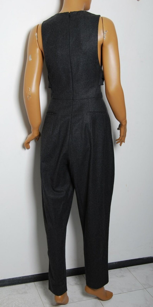 Yves Saint Laurent Jumpsuit Black Wool Blend Sleeveless V