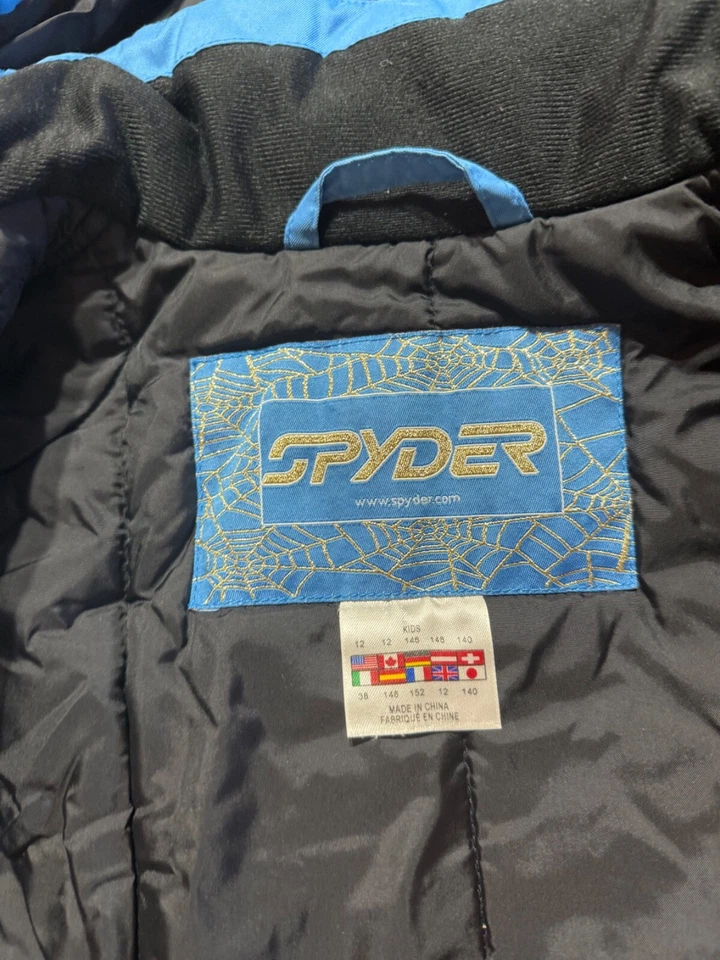 Chaqueta Spyder Niños Niñas Talla 12 Grande Azul Invierno Abrigo Capucha Cremallera Completa 2094 Foto 3 de 4