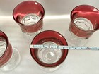 Lot of 5 Indiana Glass King's Crown Ruby Red Rim Thumbprint 3 3/4” Glasses EUC — photo 8