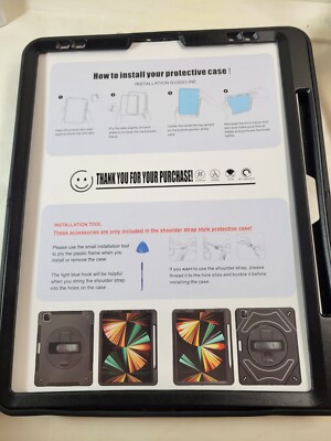 Miesherk iPad Pro 12.9 Case 12.9'' 2021 5th Gen, Black+Black 