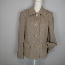 W By Worth Beige Tweed Blazer Jacket  Pockets blazer wool bl 