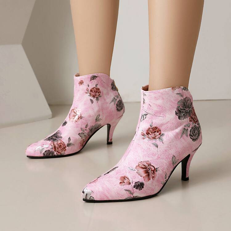 Stiletto Dusty Pink Ankle Boots Pointy Toe Bootie Women's