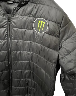 Monster Energy Drink Jacket Size 2XL Black Puffer With Hood Promo