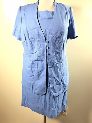 WHITE STAG Plus Size 16W Light Blue Mock Skirt Suit Dress