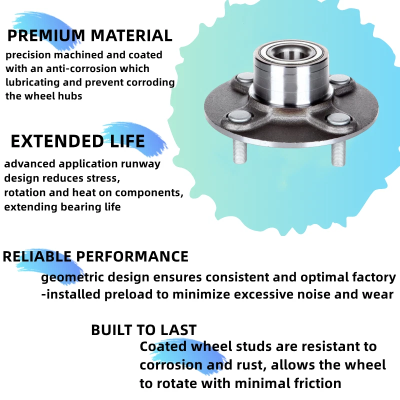 Rear Wheel Hub Bearing & Stud For 2000-2006 Nissan Sentra No ABS Left or Right Foto 3 de 3