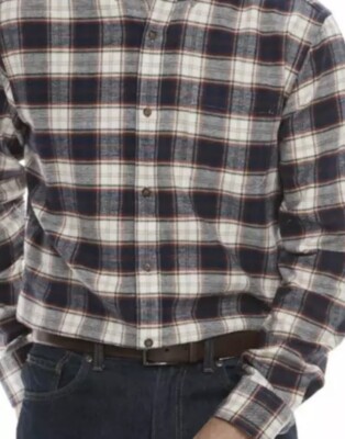 CROFT BARROW $36 Blue Tan Maroon Plaid SLIM FIT FLANNEL Button Shirt Men XL